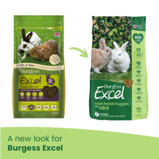 BURGESS RABBIT FOOD, Burgess Excel Adult Rabbit Nuggets with Mint 3kg, Made in UK