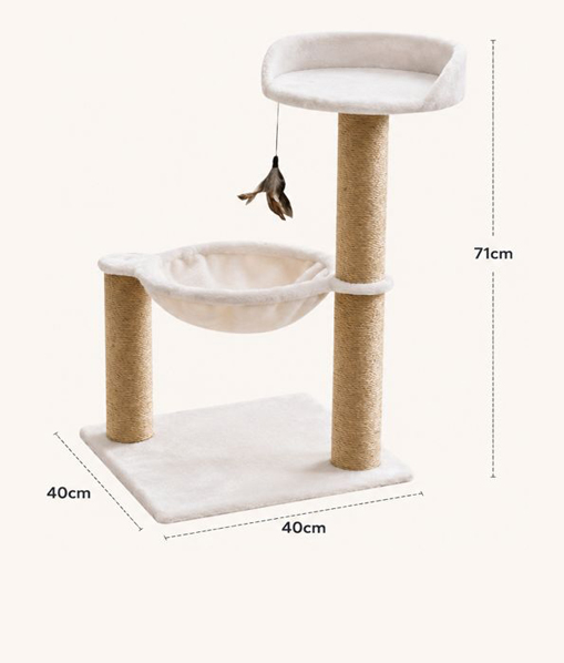 Wooden Cat Tree Tower with Space Capsule Transparent Acrylic Bowl Sisal Scratching Post