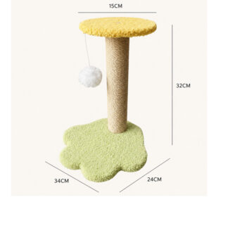 Mini Flower Cat Scratching Post Compact Sisal Rope Scratcher Toy with Dangling Plush Ball
