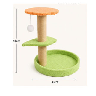 3-Tier Cat Tree Tower w/ Round Cushion Base Bed Leaf Perch Sisal Scratching Post Kitten Toy Frame