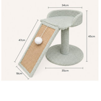 Cat Scratching Tree with Inclined Scratch Board Slanted Ramp Perch Bed Play Toy