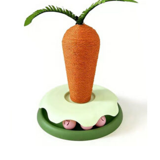 Carrot Cat Scratching Post Interactive Sisal Scratcher Toy with Ball Track Base