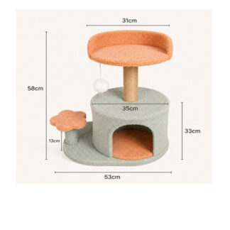 Nordic Style Cat Condo Tree Tower with Cozy Cave Hiding Box Perch Bed Sisal Scratcher