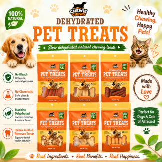 Chewie Chews Dehydrated Pet Treats - Natural, Slow-Dehydrated, No Bleach, No Chemicals, Machine Dehydrated, Removes Tartar, Healthy Chewing, Happy Pets.